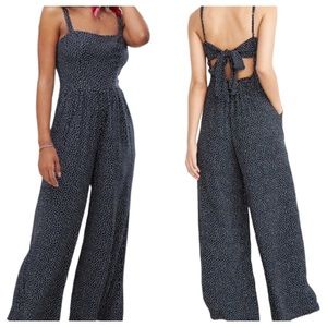 Abercrombie Tie Back Polka Dot Wide Leg Jumpsuit